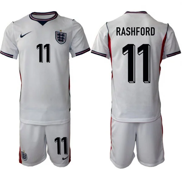 Mens England National Team #11 Marcus Rashford Home White 2026 FIFA World Cup Soccer Jersey Kit
