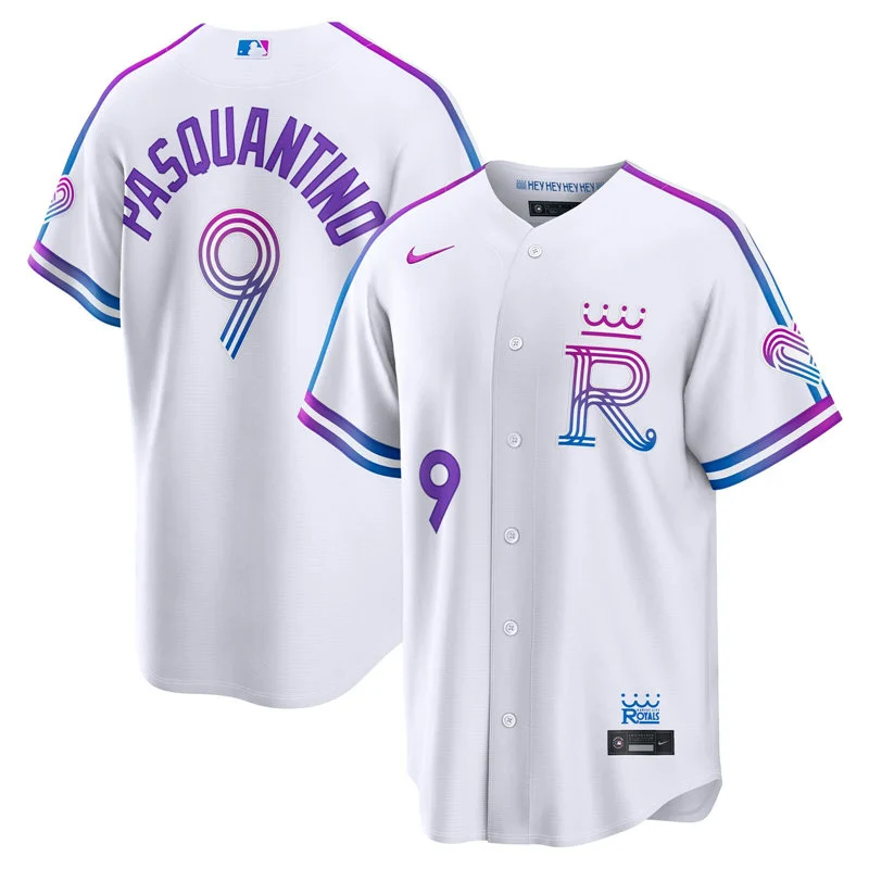 Womens Kansas City Royals #9 Vinnie Pasquantino 2026 White Forever Fountains City Connect Stadium Jersey