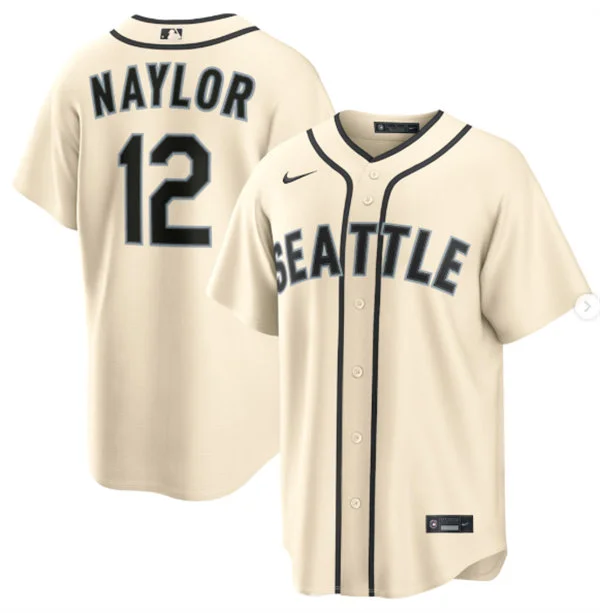 Men's Seattle Mariners #12 Josh Naylor Cream Retro Limited Jersey