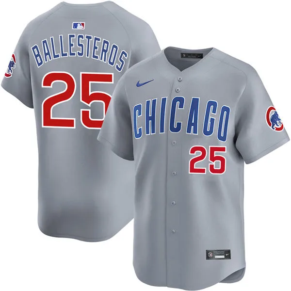 Mens Chicago Cubs #25 Moises Ballesteros Nike Gray Road Limited Jersey