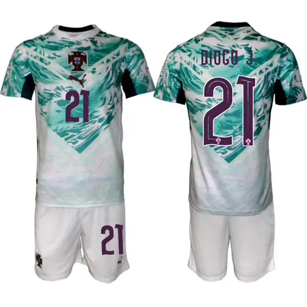 Mens Portugal National Team #21 Diogo Jota White Away 2026 FIFA World Cup Soccer Jersey Kit