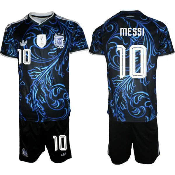 Mens Argentina National Team #10 Lionel Messi Black Away 2026 FIFA World Cup Soccer Jersey Suit