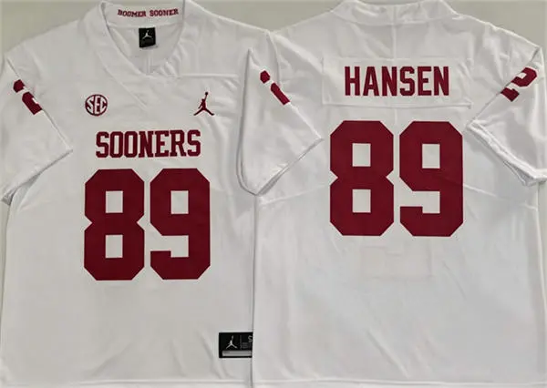 Oklahoma Sooners #89 Hayden Hansen White SEC Football Game Jersey Oklahoma Sooners #89 Hayden Hansen White SEC Football Game Jersey