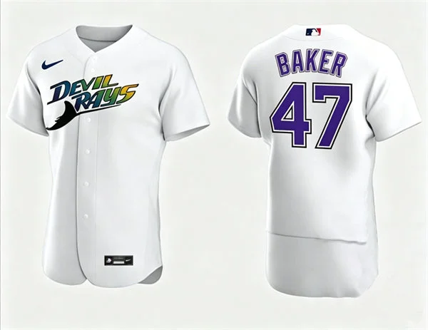 Mens Tampa Bay Rays #47 Bryan Baker  Nike White Retro Jersey