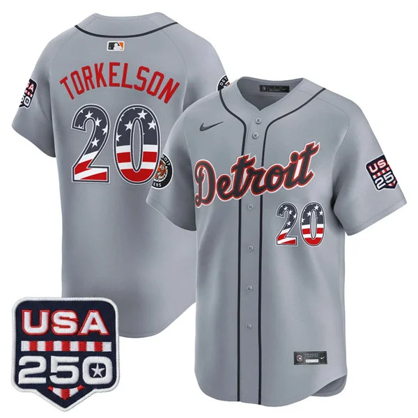Men's Detroit Tigers #13 Dillon Dingler Nike Gray USA 250 Fourth of July Road Stadium Jersey