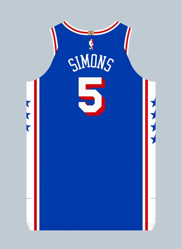 Mens Philadelphia 76ers #5 Anfernee Simons Nike Blue Icon Edition Swingman Jersey