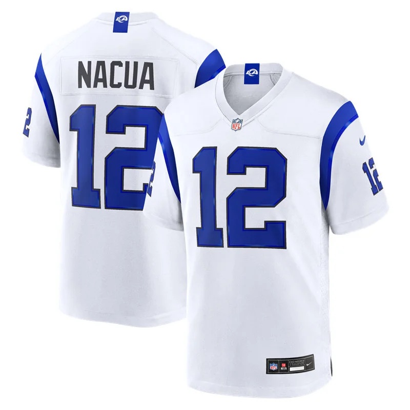 Mens Los Angeles Rams #12 Puka Nacua Nike Fearsome White Vapor F.U.S.E. Limited Jersey