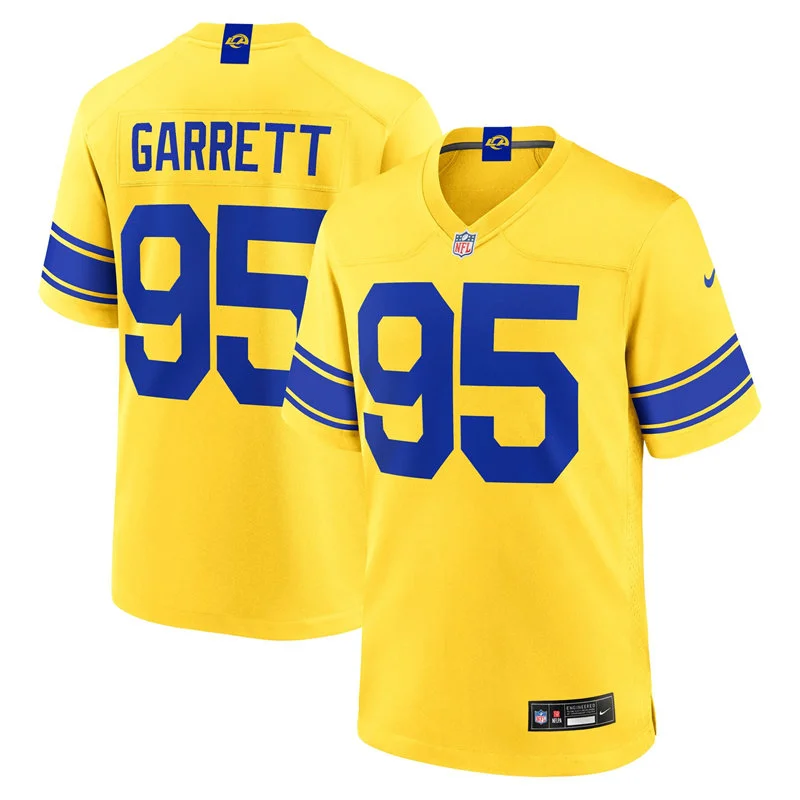 Mens Los Angeles Rams #95 Myles Garrett 2026 Nike Gold Classic Sol Vapor F.U.S.E. Limited Jersey