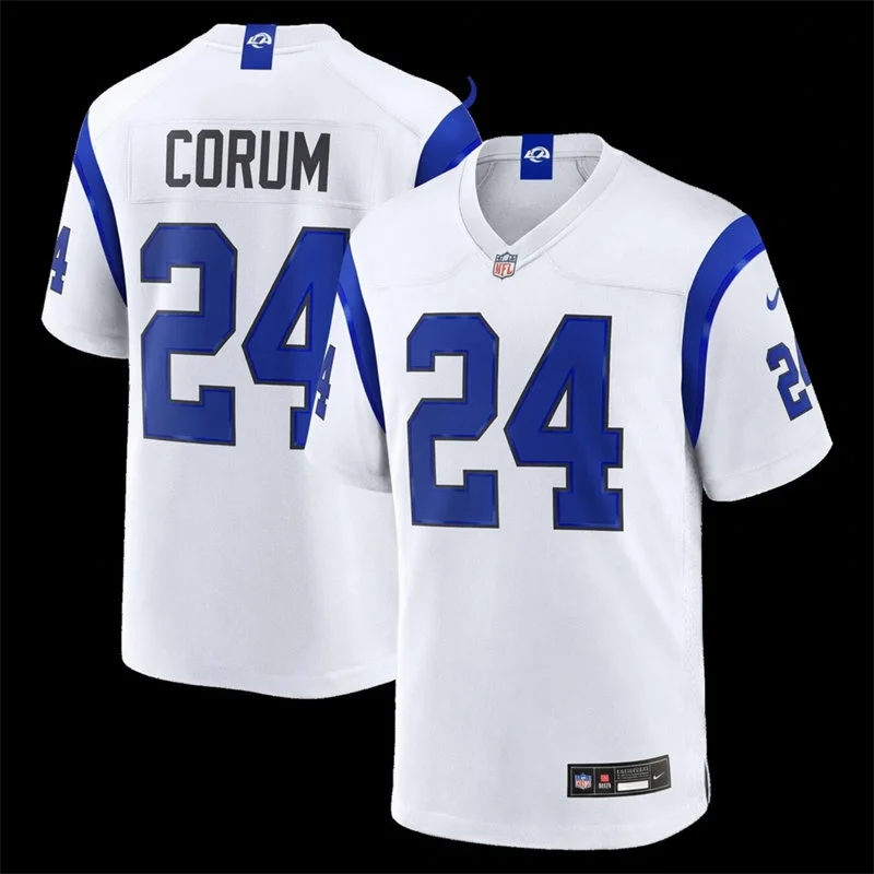 Mens Los Angeles Rams #24 Blake Corum Nike Fearsome White Vapor F.U.S.E. Limited Jersey