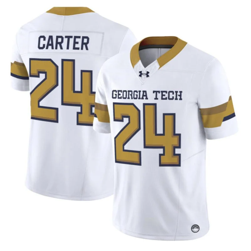 Georgia Tech Yellow Jackets #24 Noah Carter 2026 White Football Game Jersey