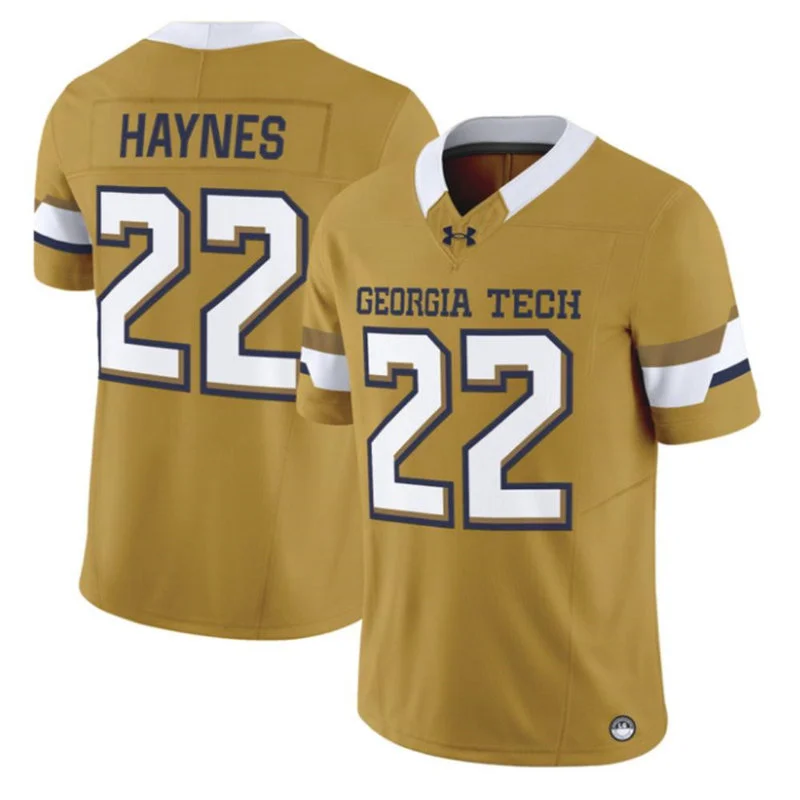 Georgia Tech Yellow Jackets #22 Justice Haynes 2026 Gold Football Game Jersey