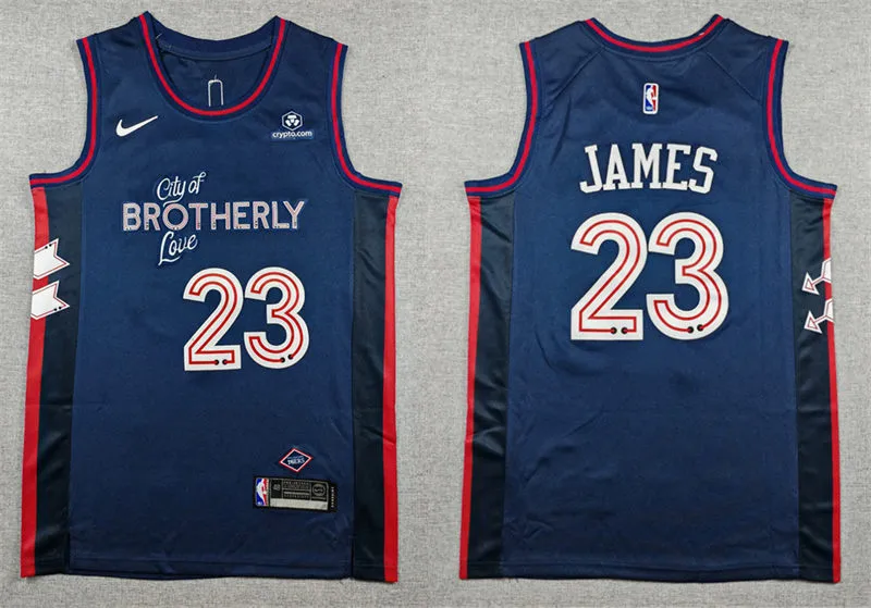 Mens Philadelphia 76ers #23 LeBron James  Nike Navy 2023-24 City Edition Swingman Jersey