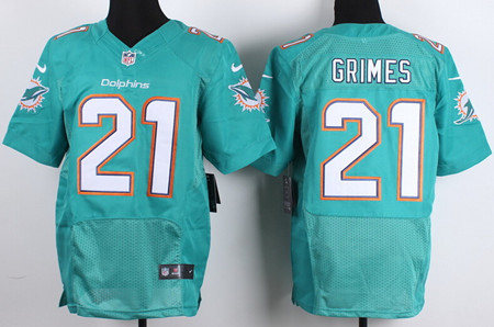 Men's Miami Dolphins #21 Brent Grimes Nike Aqua Green Elite Jersey