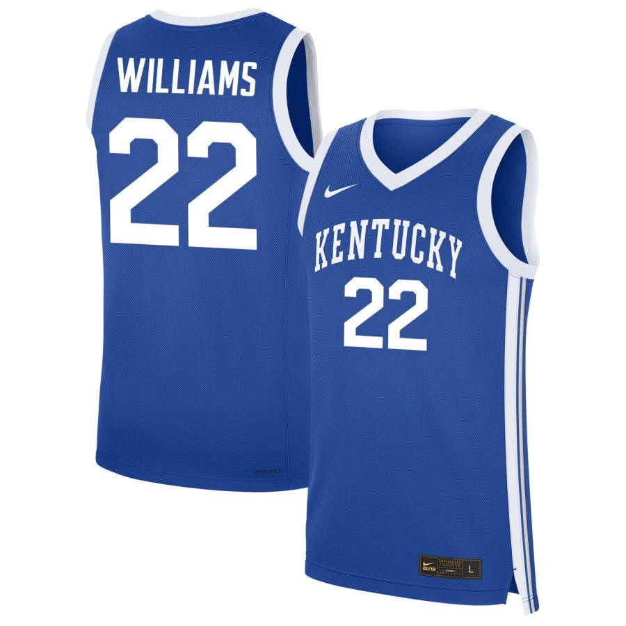 Mens Youth Kentucky Wildcats #22 Amari Williams Royal College Basketball Game Jersey