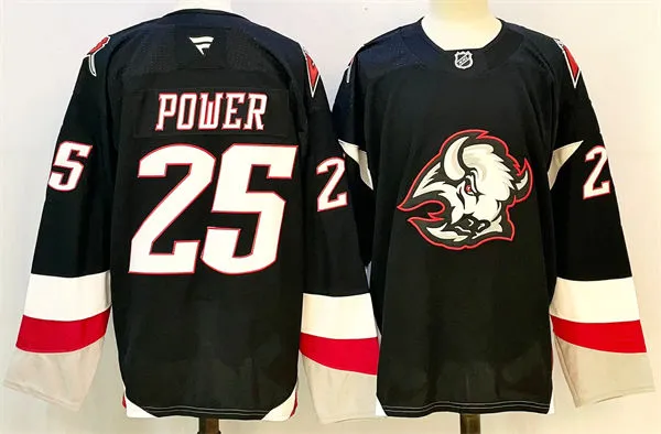 Mens Buffalo Sabres #25 Owen Power Fanatics Black alternate Goathead Jersey