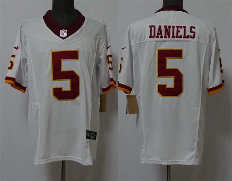 Mens Washington Commanders #5 Jayden Daniels White REDSKINS ERA Retro Nike Vapor F.U.S.E. Limited Jersey