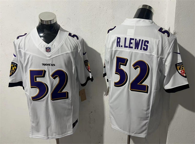 Men's Baltimore Ravens Retired Player #52 Ray Lewis Nike White Vapor Vapor F.U.S.E Limited Jersey