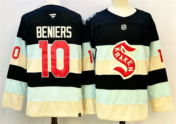 Mens Seattle Kraken #10 Matty Beniers 2024 NHL Winter Classic Premier Player Jersey - Deep Sea Blue