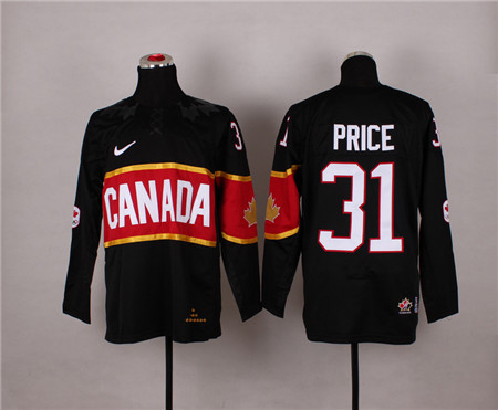 Men's Canada 2014 Olympics Hockey Jersey #31 Carey Price black