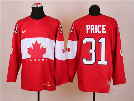 Men's Canada 2014 Olympics Hockey Jersey #31 Carey Price Team Red