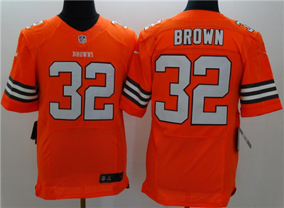 Men's Cleveland Browns #32 Jim Brown Orange Nik Elite Jersey