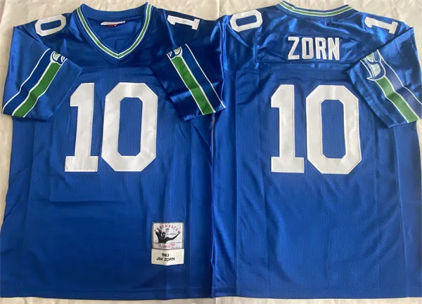 Mens Seattle Seahawks #10 Jim Zorn 1978 Blue Mitchell & Ness Throwback Jersey