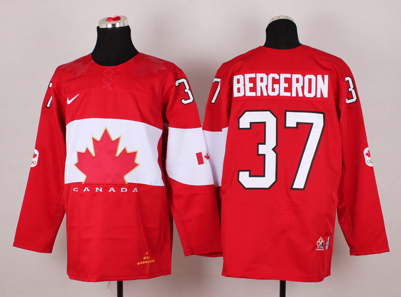 Men's Canada 2014 Olympics Hockey Jersey #37 Patrice Bergeron Team Red