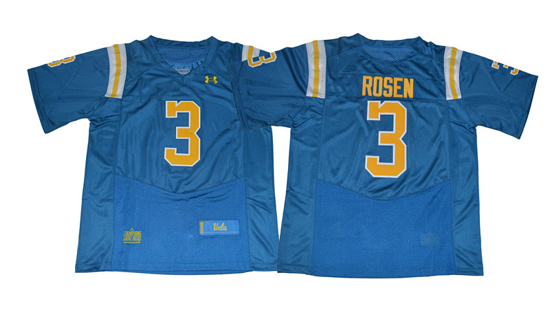 Men's UCLA Bruins #3 Josh Rosen Under Armour Blue College Football Jerseys