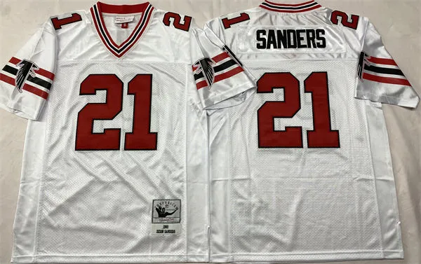 Men's Atlanta Falcons #21 Deion Sanders Mitchell & Ness White Retired Player Football Jersey