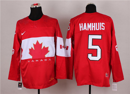 Men's Canada 2014 Olympics Hockey Jersey #5 Dan Hamhuis Red