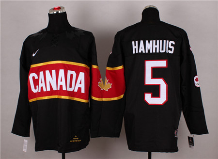 Men's Canada 2014 Olympics Hockey Jersey #5 Dan Hamhuis Black