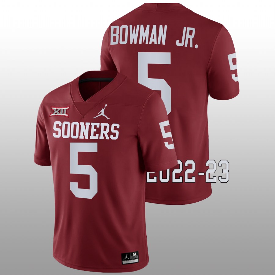 Mens Oklahoma Sooners #5 Billy Bowman Crimson Jordan College Football Game Jersey