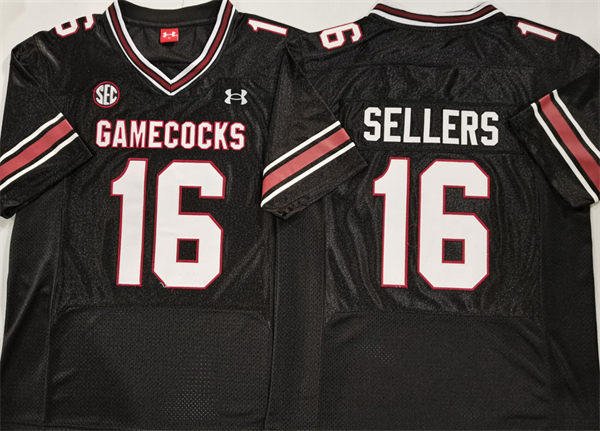 Mens South Carolina Gamecocks #16 LaNorris Sellers Black Football Game Jersey