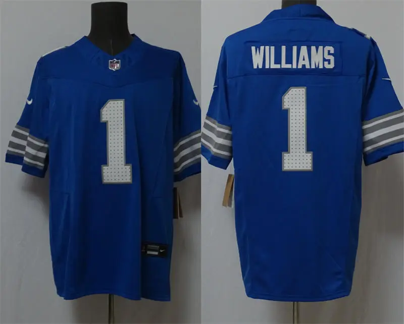 Mens Detroit Lions #1 Jameson Williams Nike 2025 Blue Vapor F.U.S.E. Limited Jersey