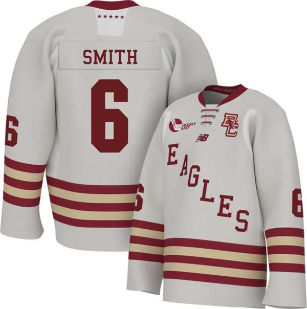 Boston College Eagles #6 Will Smith White Eagles College Hockey Game Jersey