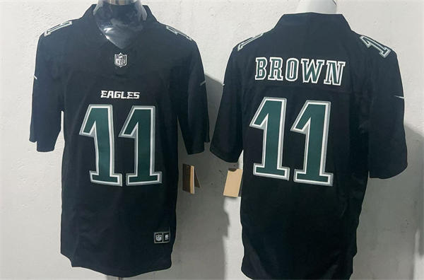 Mens Philadelphia Eagles #11 A. J. Brown Nike Carbon Black Fashion Game Jersey