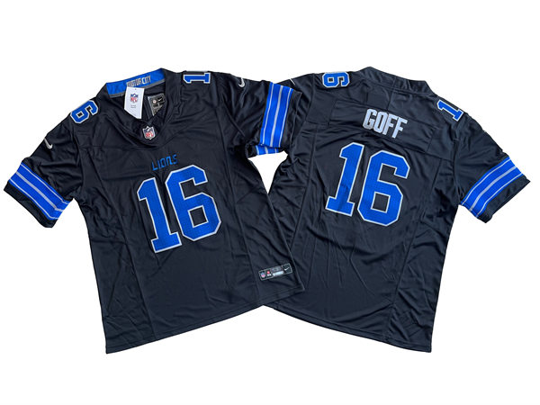 Mens Detroit Lions #16 Jared Goff Nike 2024 Black 2nd Alternate Vapor F.U.S.E. Limited Jersey