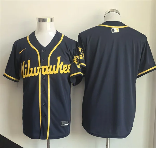 Men's Milwaukee Brewers Blank Nike Navy Alternate Limited Team Jersey