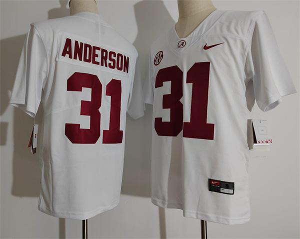 Men's Alabama Crimson Tide #31 Will Anderson Jr. Nike White College Game Football Jersey