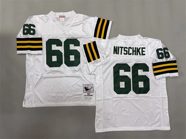 Men's Green Bay Packers #66 Ray Nitschke 1969 White Throwback Jersey