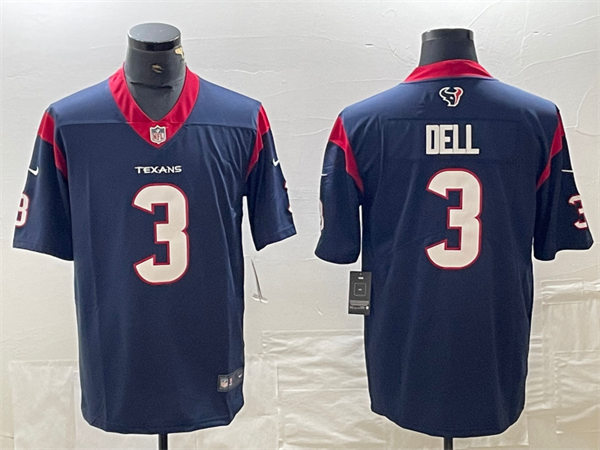 Men's Houston Texans #3 Tank Dell Nike Navy F.U.S.E.Vapor Limited Player Jersey