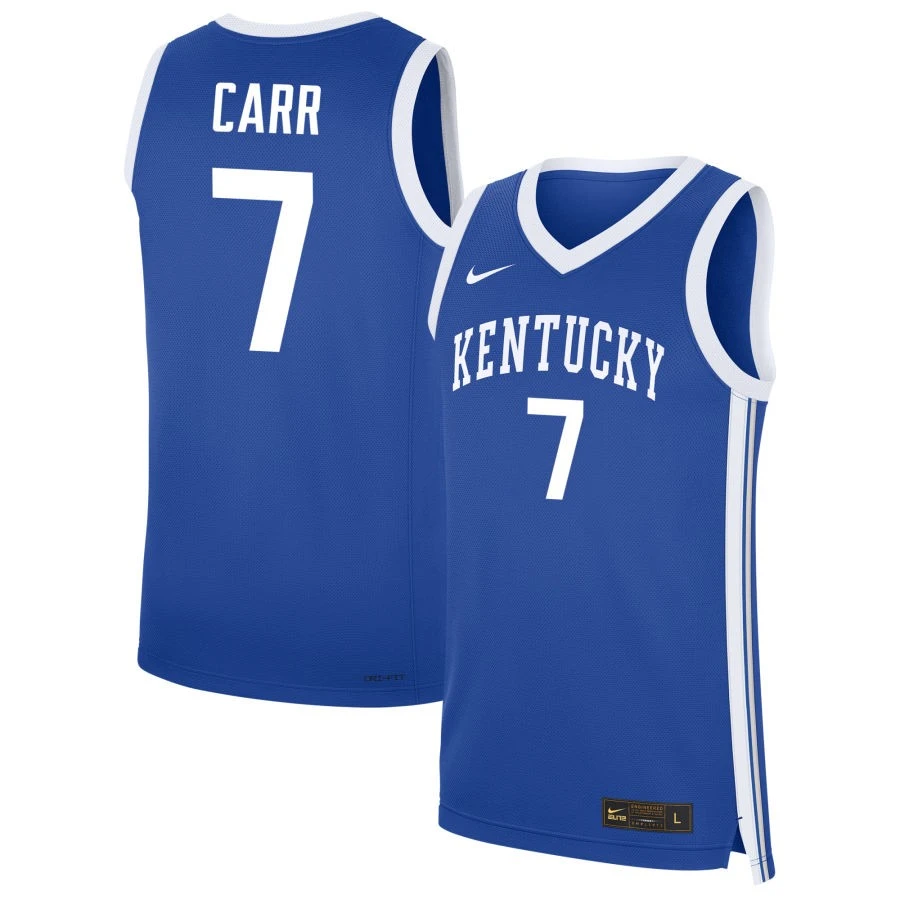 Mens Youth Kentucky Wildcats #7 Andrew Carr Royal College Basketball Game Jersey
