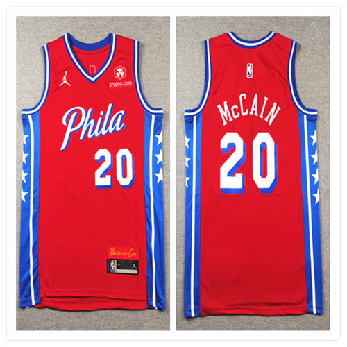 Mens Philadelphia 76ers #20 Jared McCain Red Statement Swingman Jersey