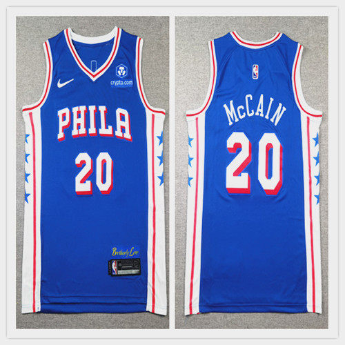 Mens Philadelphia 76ers #20 Jared McCain Blue Icon Edition Jersey