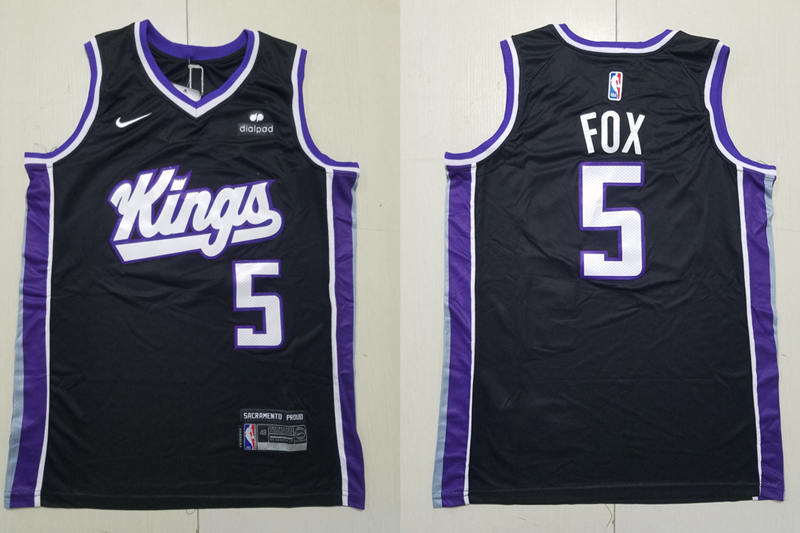 Mens Sacramento Kings #5 De'Aaron Fox 2023-24 Black Icon Edition Player Jersey