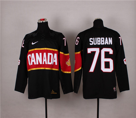Men's Canada 2014 Olympics Hockey Jersey #76 P.K. Subban BLACK