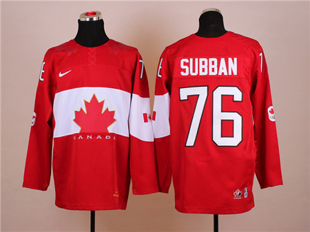 Men's Canada 2014 Olympics Hockey Jersey #76 P.K. Subban Team Red