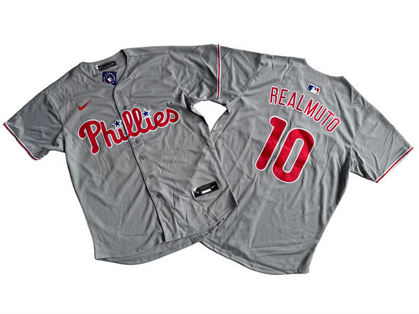 Men's Philadelphia Phillies #10  J. T. Realmuto Nike Gray Road Limited Jersey
