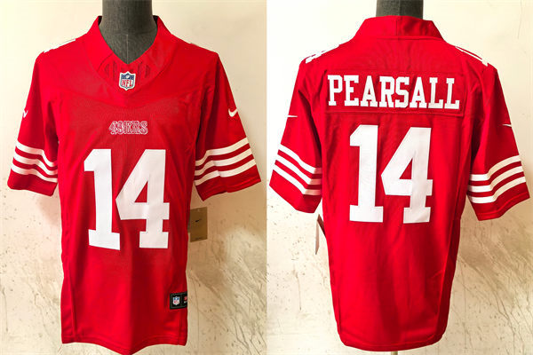 Mens San Francisco 49ers #14 Ricky Pearsall Nike Scarlet F.U.S.E. Vapor Limited Jersey