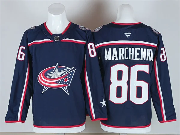 Mens Columbus Blue Jackets #86 Kirill Marchenko Fanatics Navy Home Premium Player Jersey